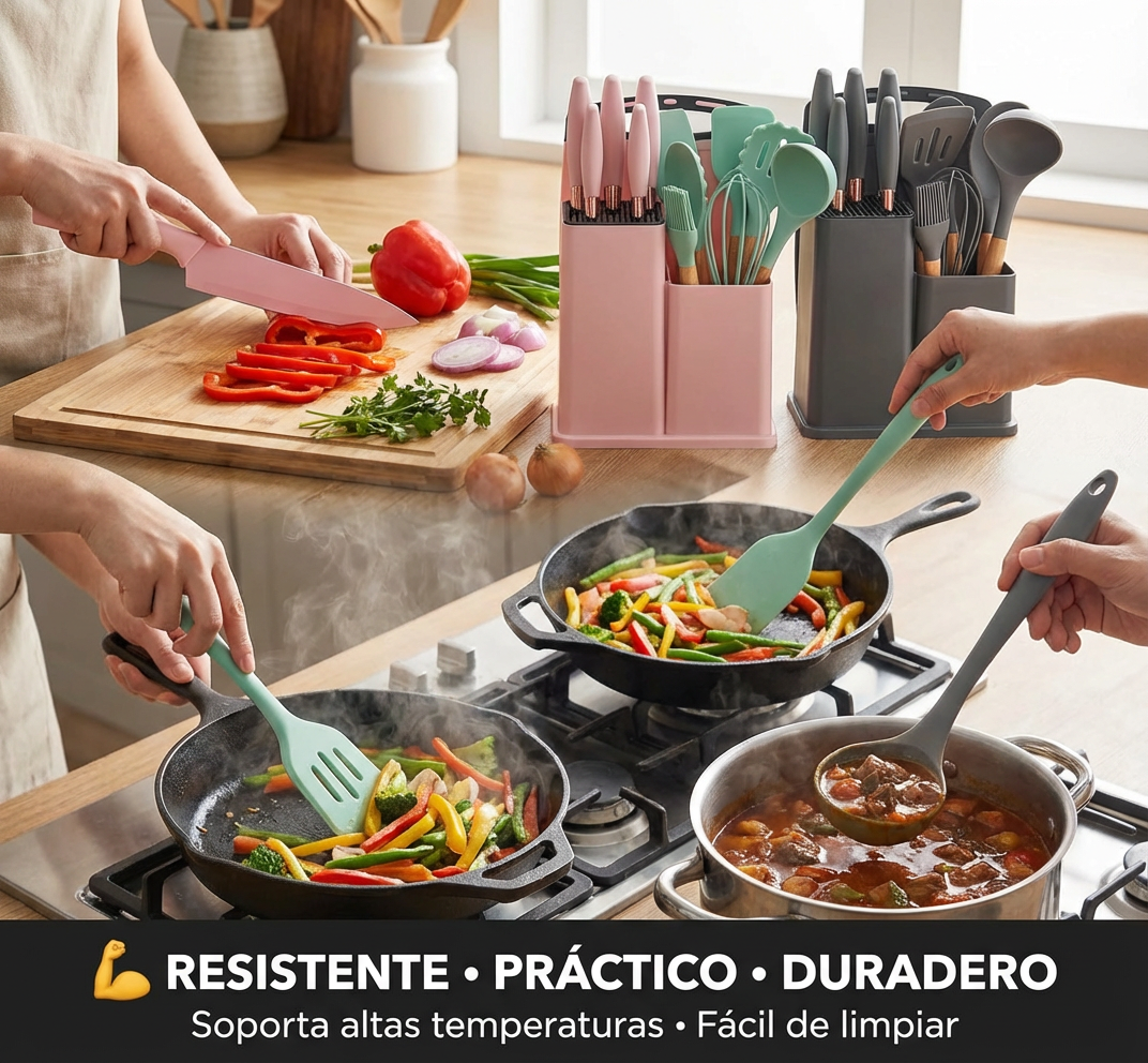 Set Utensilios De Cocina Silicona Juego De Cuchillos X19