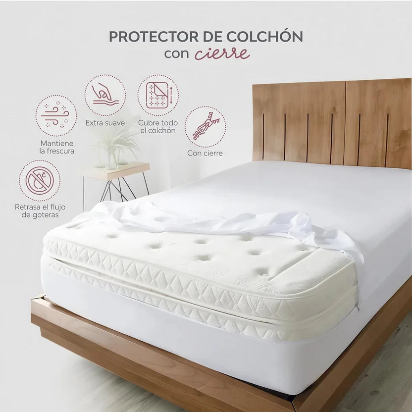 Protector De Colchón Con Cierre Antifluido